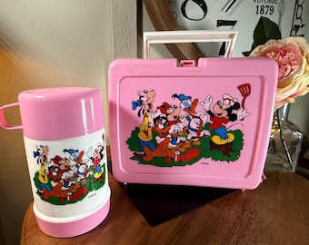 Vintage, Pink, Mickey Mouse and Friends, Lunch Box, Includes