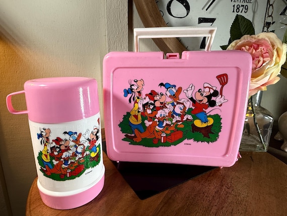 Vintage, Pink, Mickey Mouse and Friends, Lunch Box, Includes