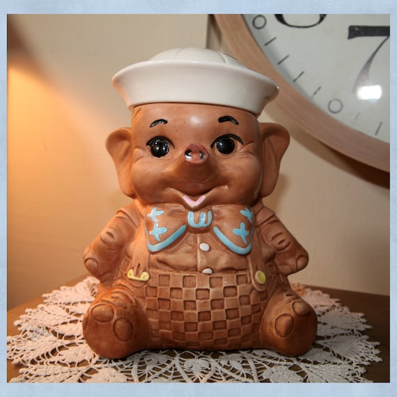 ワールドホビーフェア　クイックコンストラクションパック　笑顔のエリンギ Twin Winton Cookie Jar, Elephant, Sailor, White Cap, 11.5