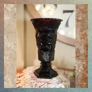 Vintage Ruby Red, Avon, Vase, Floral Vase, Large, Cape Cod Pattern, Cranberry Glass, 1978, 8&quot;   B121-10-28