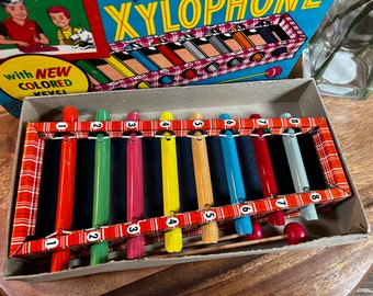 Vintage, Xylophone, American Toy Company, 1950's, Includes Box, Sticks, 11 Inch   B80-2-11