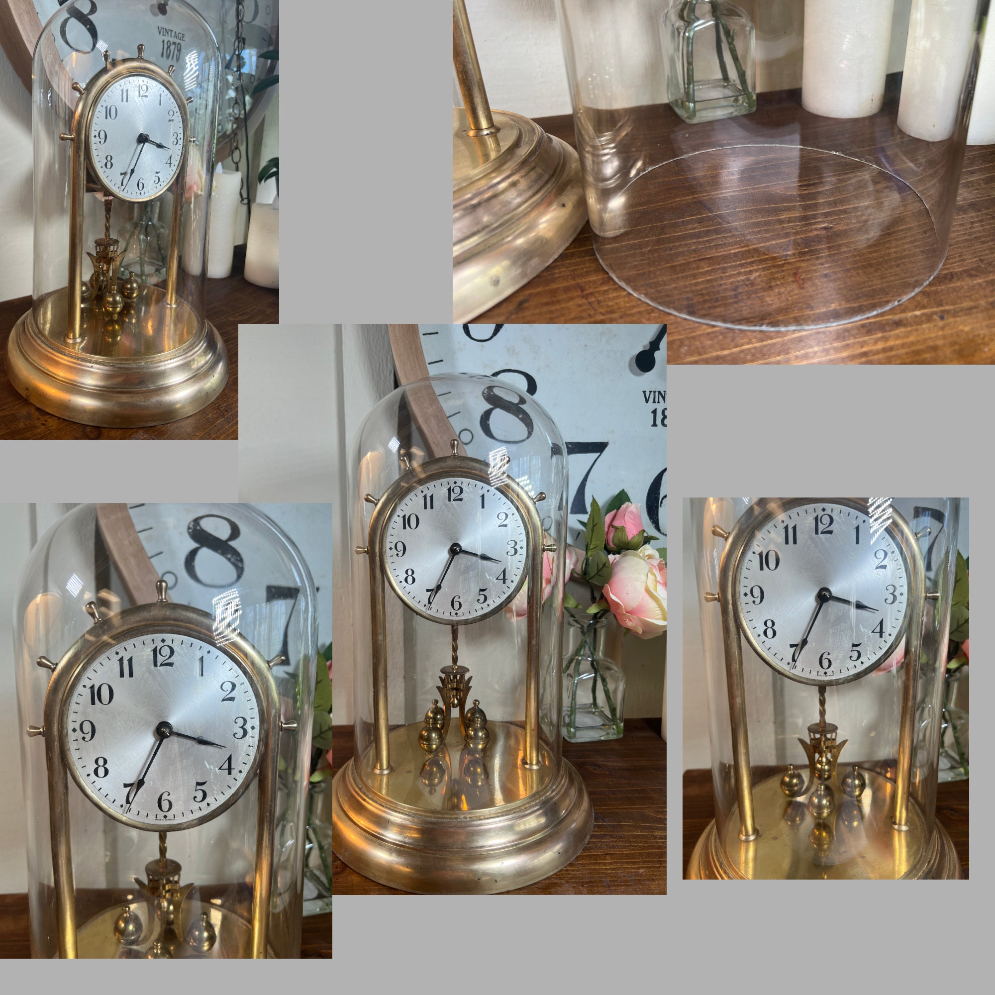 Rare, GEO. Borgfrlot & Co. Glass Dome, Gold-solid Brass