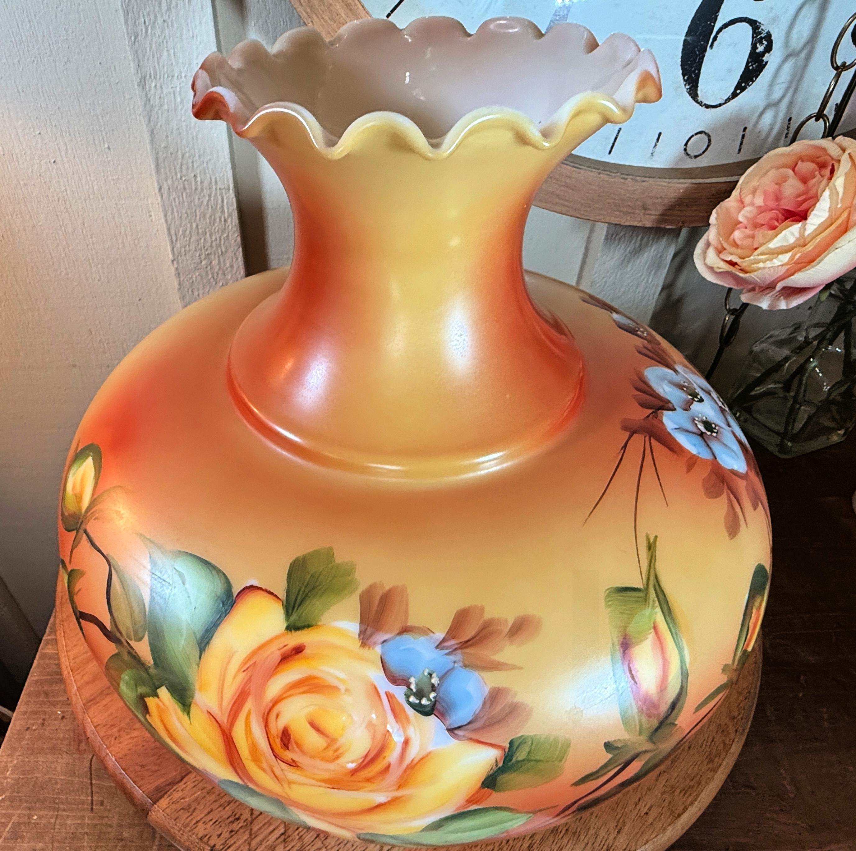Vintage, Hand Painted Floral, Glass Shade, Gone With the Wind