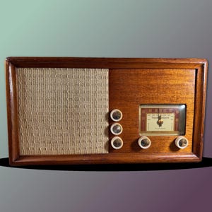 Vintage, Pilot, FM-radio, träskåp, SÄLLSYNT, Stor, 21 tum, Pilottuner, 1940-talet, WORKS R11-4