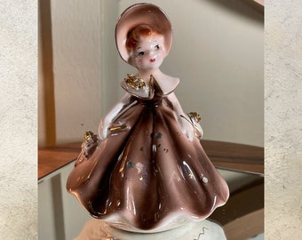 Vintage Enesco Brown Golden Girls Planter Porcelain Figurine Made