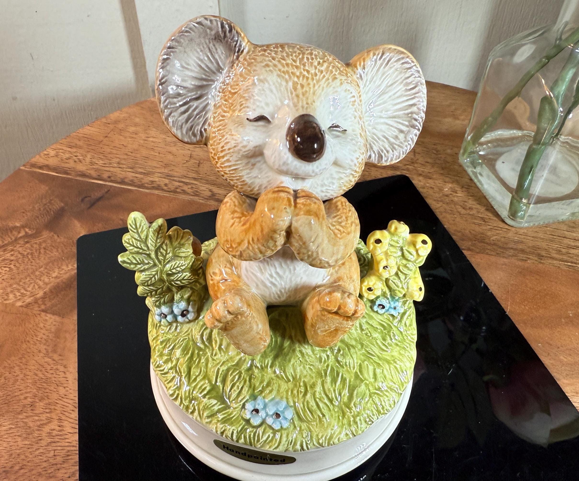 Vintage Porcelain Koala Bear, Music Box, Gibson Greeting Cards