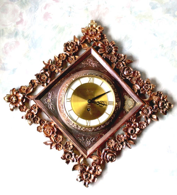 Diamond Shape Ornate Vintage Wall Clock, Key Wound, 8 Day, 21