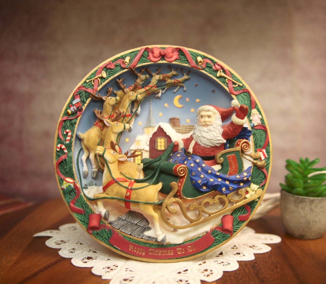 A Visit From Santa Light Up Plate Christmas Bradford Etsy