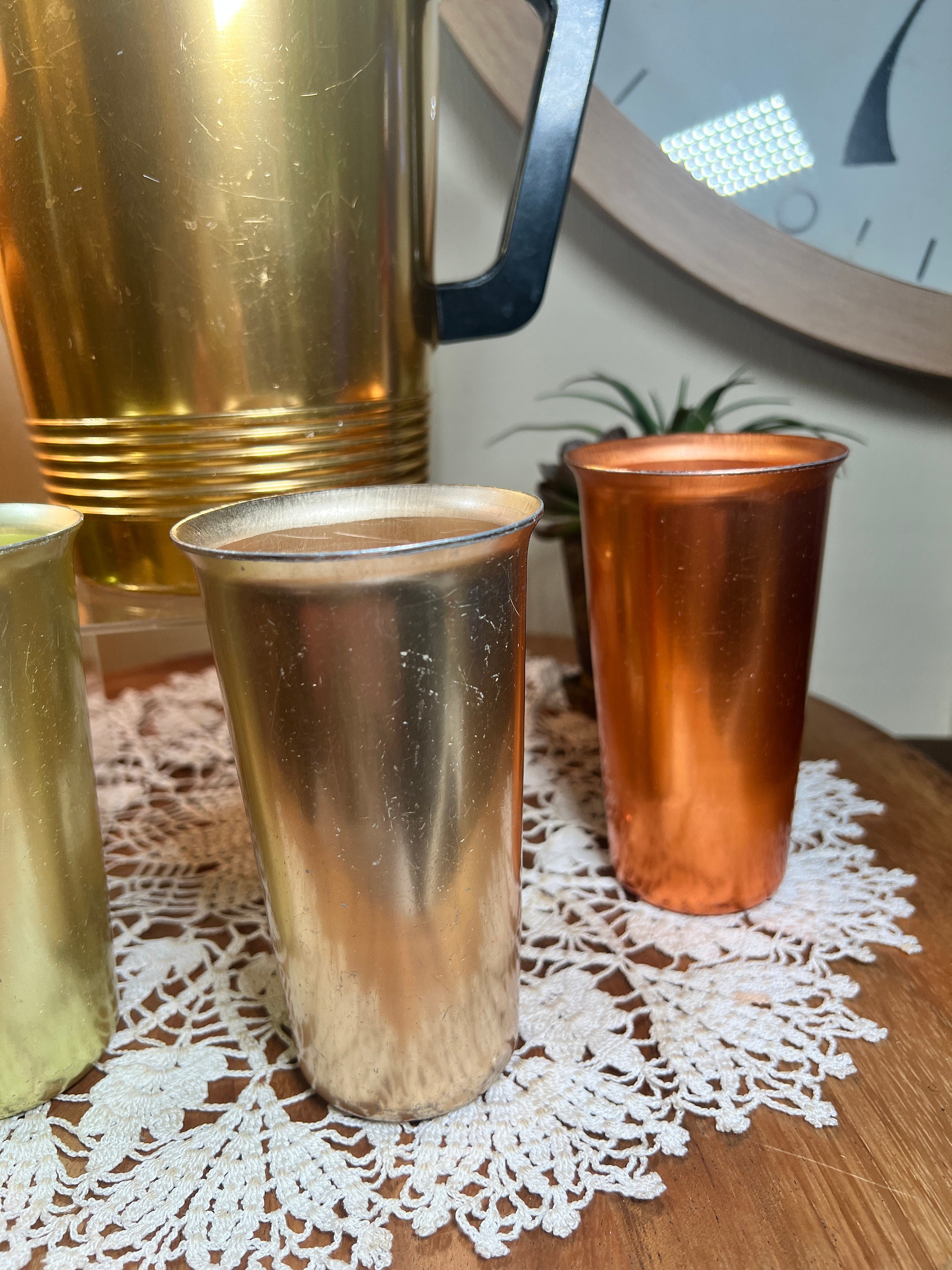 Vintage MCM Aluminum Pitcher Set 5 Pc., 4 Cups, 1 Pitcher
