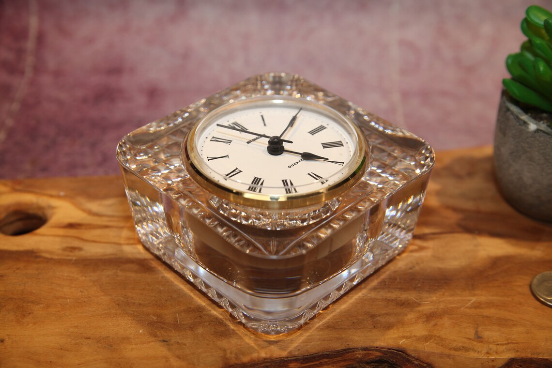 Vintage Square Cut Crystal Accent Quartz Clock 4 Etsy