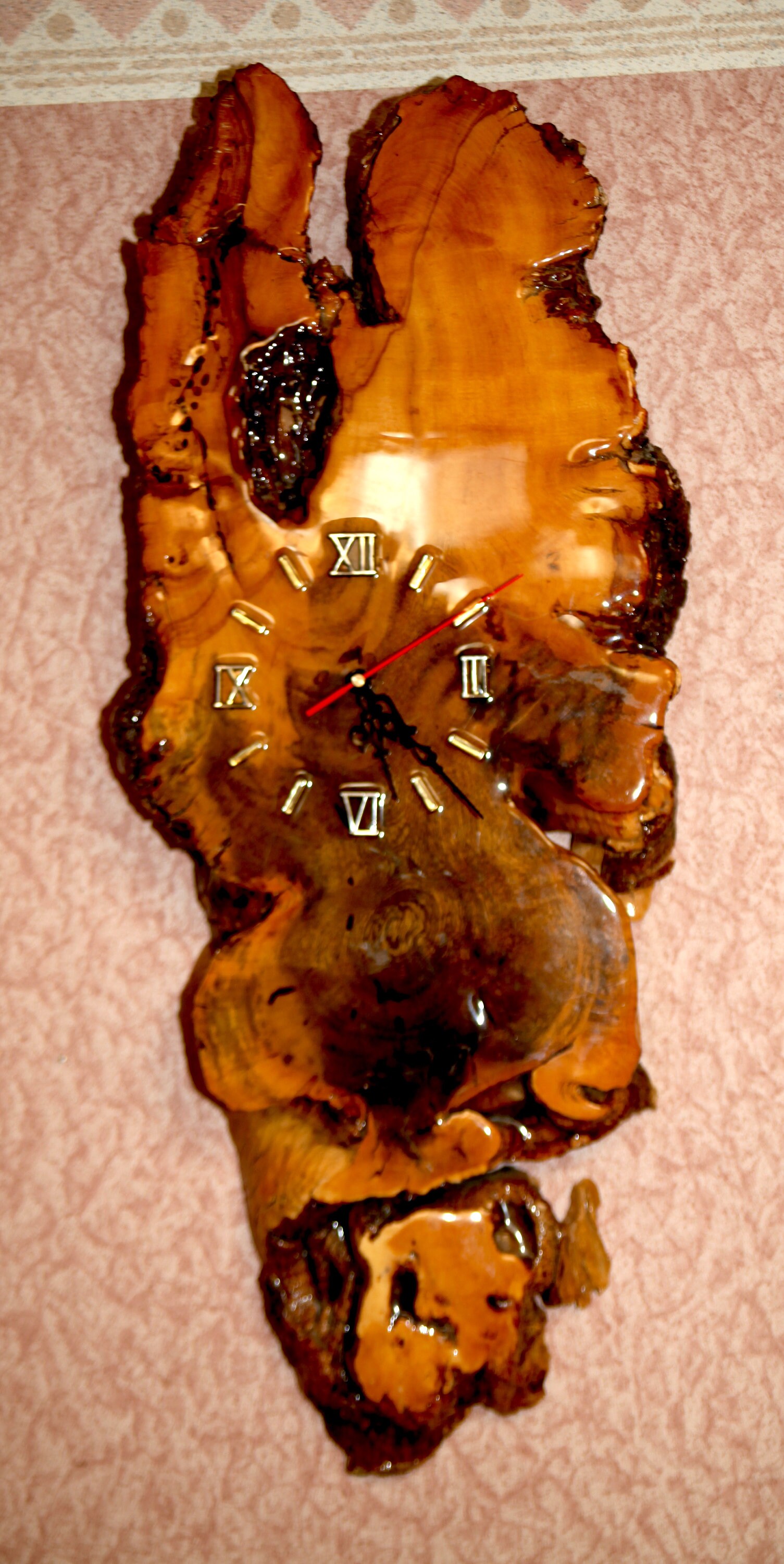 Vintage Burl Wood Slab Wall Clock Large Long Live Edge Etsy
