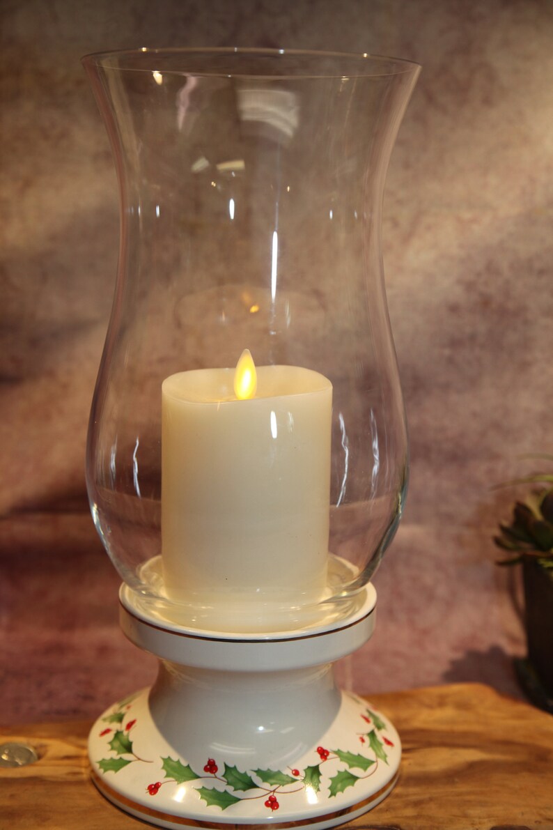 Lenox Holiday Holly Berry Tapered Pillar Candle Holder Stand Etsy