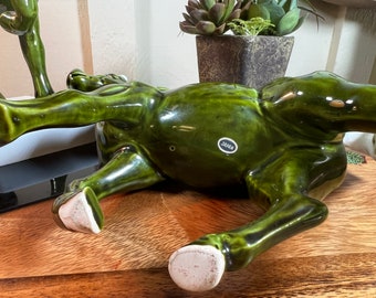 2 Olive Green, Ceramic, Horse's, MCM, Vintage, Pottery 2 Olive Green, Ceramic, Horse's, MCM, Vintage, Pottery