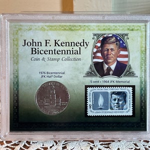 Vintage, John F. Kennedy Bicentennial Coin & Stamp Set, 5.5 Inch, Collectable, 1963&#39;  B45-7-4   (#3)