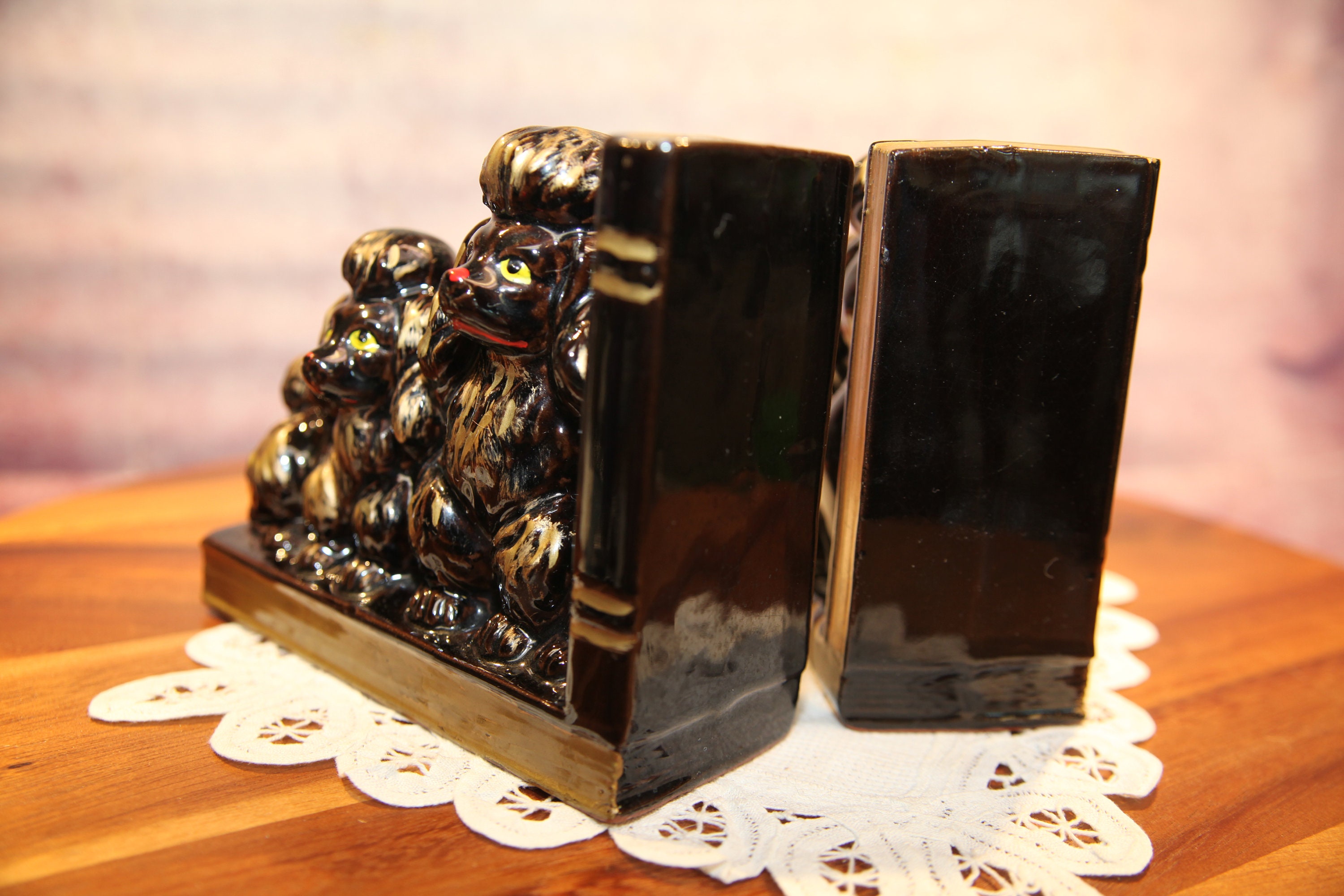 Double Monkey Ceramic Bookends, Vintage, 6