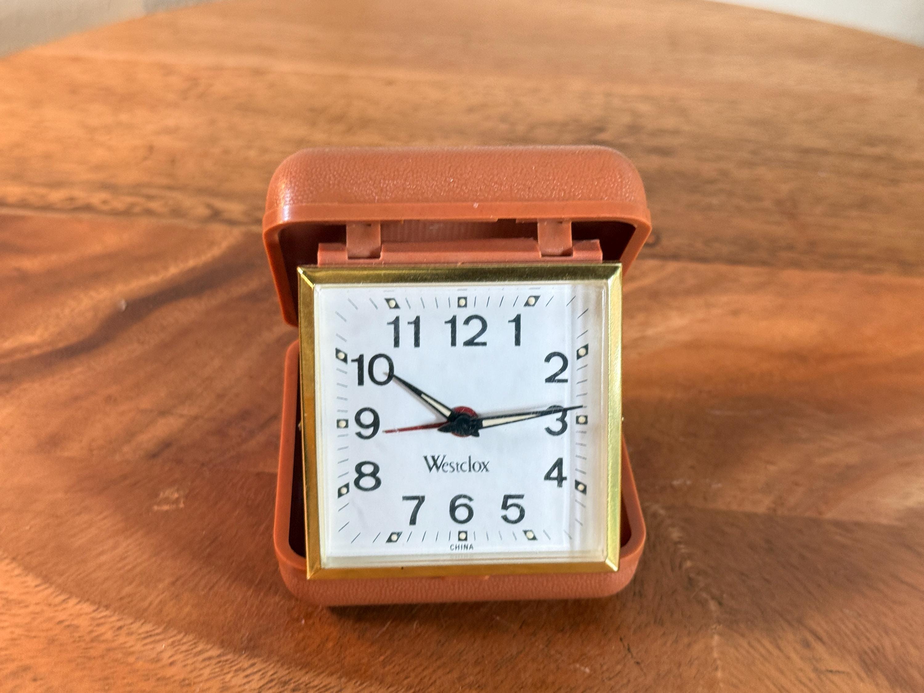 Vintage, Westclox, Folding Travel Alarm Clock, Works, Glow in the
