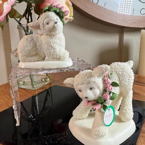 Department 56, Snowbunnies, 2004, Easter, Standing Lamb and Laying Lamb,  With Wreath of Roses, Pair, 3.5", B45-7-4 RARE - Etsy