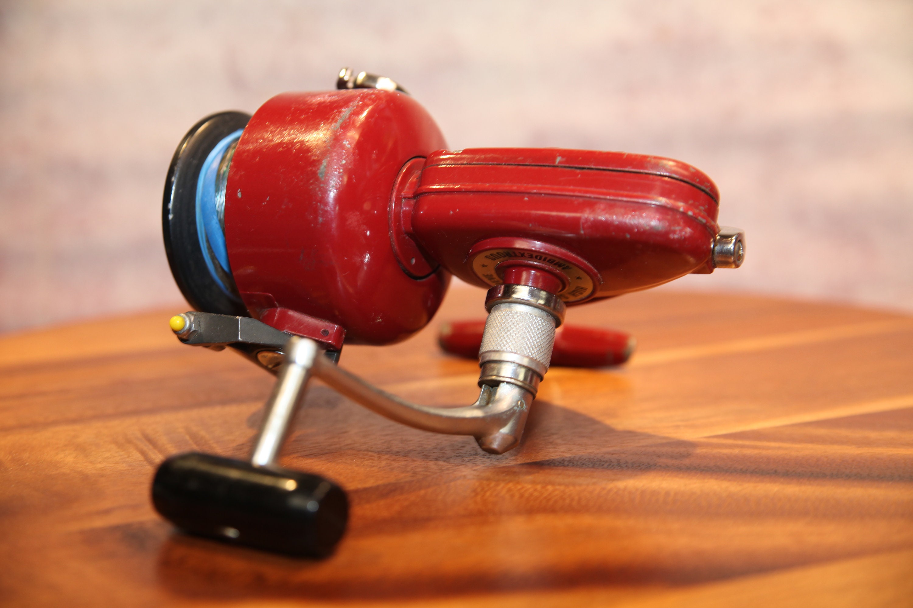 1960's Olympic Red Spinning Reel, Fishing Reel, Vintage, Made in
