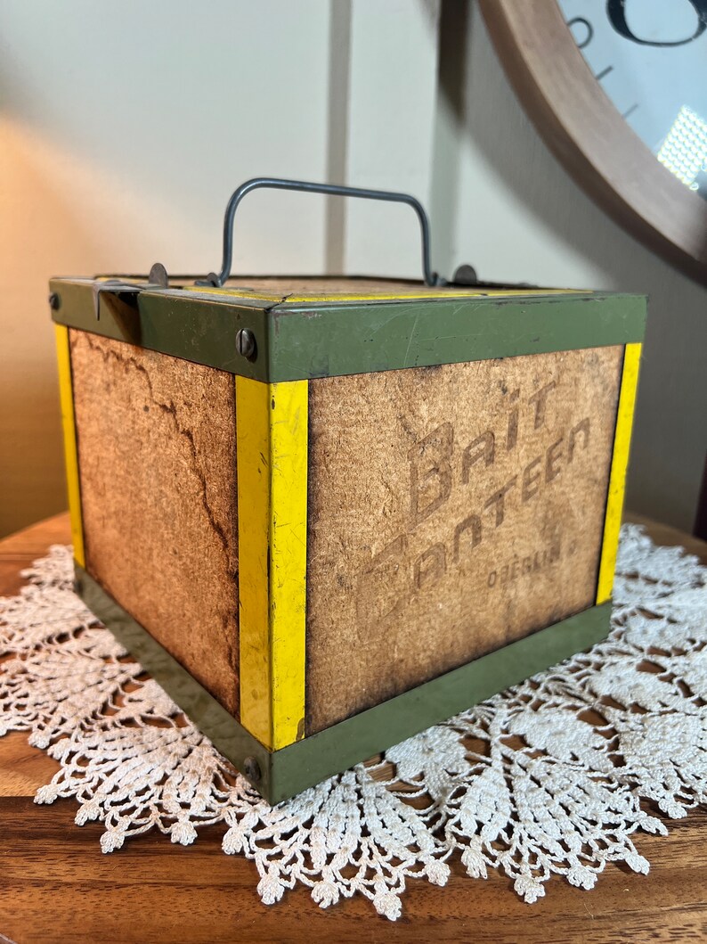 Vintage Bait Canteen OBERLIN Cork and Metal Worm Box Etsy