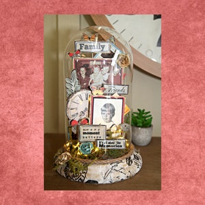 Vintage Personalized for your Family Glass Dome, Siblings, Family Memory Display, 12&quot;, Personalized Gift, Keepsake