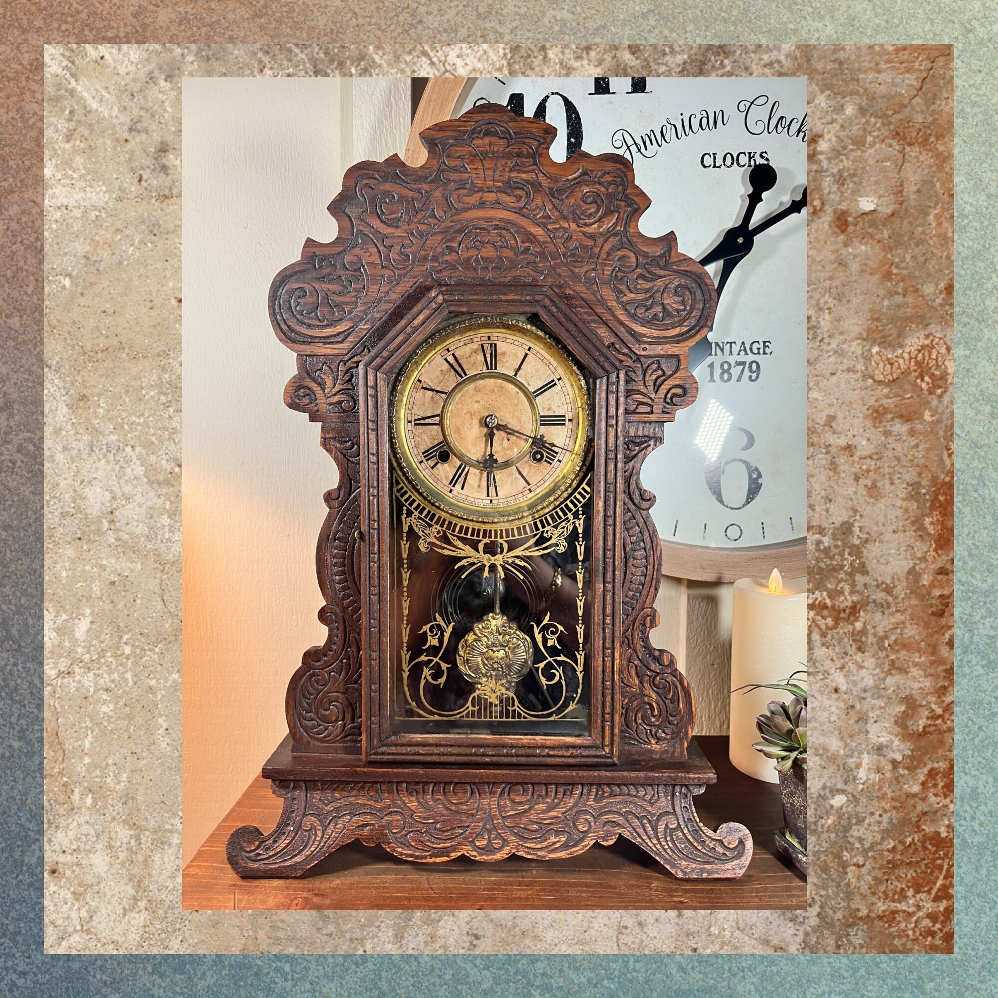 Antique, Waterbury, Gingerbread, Kitchen, Mechanical, Key Would, 8