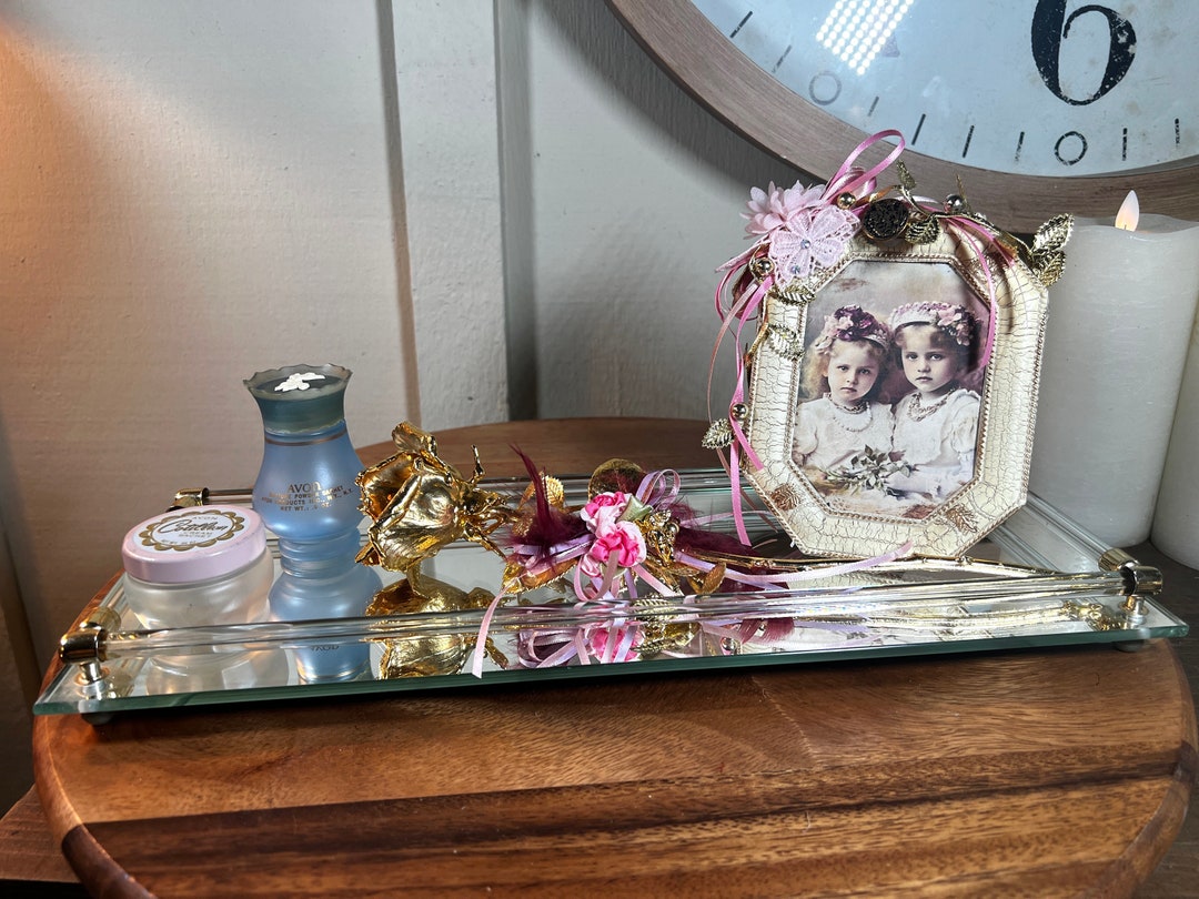 Vintage Rectangle Vanity Mirror Makeup Tray 1990's 16 Etsy