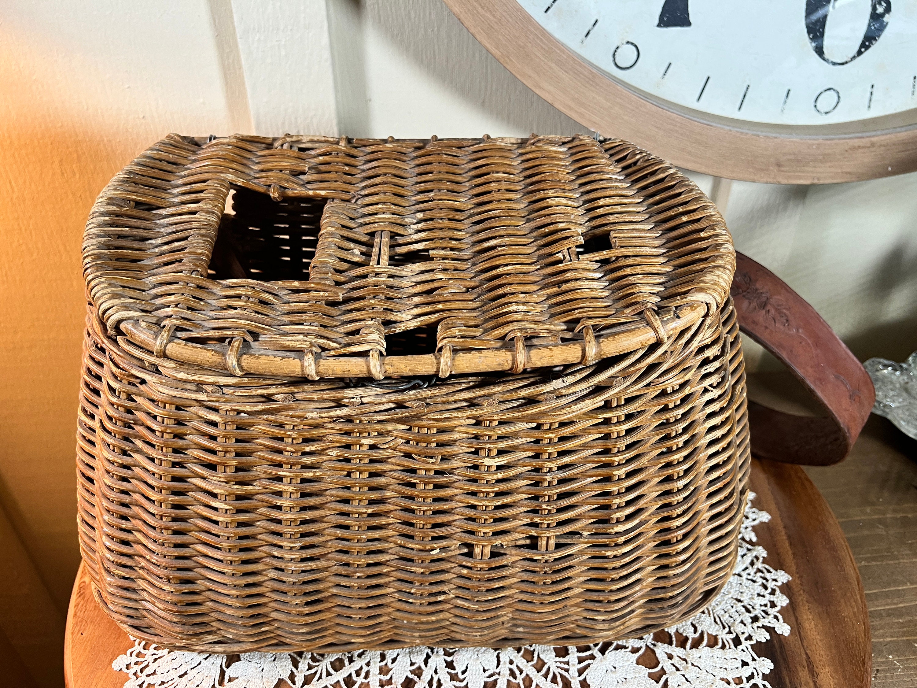 Antique, Vintage, Wicker, Fly Fishing, Trout, Fish, Creel Antique, Vintage, Wicker, Fly Fishing, Trout, Fish, Creel