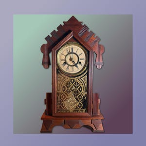 Seth Thomas, Uhr, Lebkuchen, Küche, mechanisch, Art Deco, 8-Tage-Uhr, 20 Zoll, 1880er Jahre, Antik, FUNKTIONIERT D8 / 5