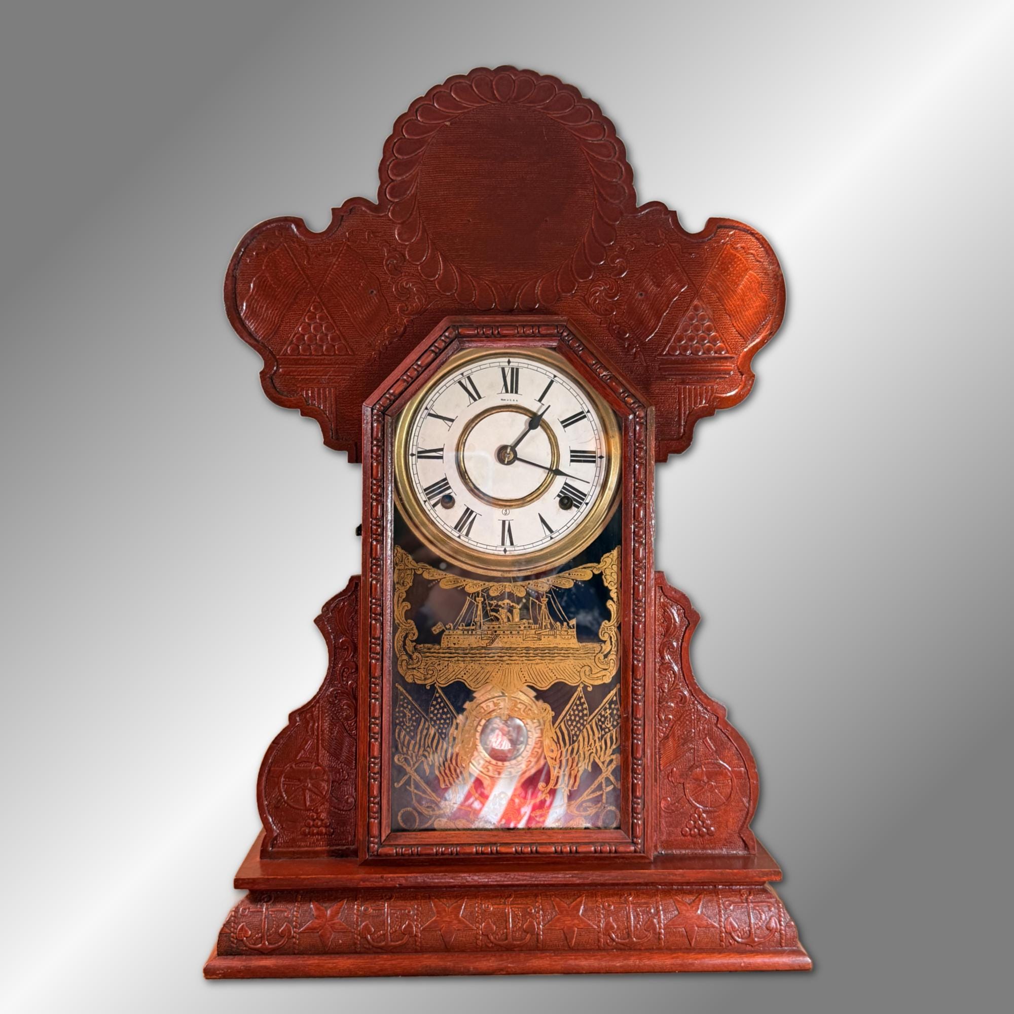 Seth Thomas, Clock, Gingerbread, Kitchen, Mechanical, U.S.S. Maine
