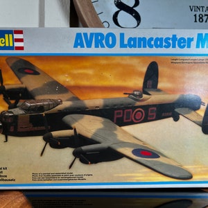 Vintage Model Airplane, REVELL, Ayro Lancaster MK-1, English Bomber, Aircraft Kit, Opened, NIB, 15 Inch, 1990's   B104-9-23   (#4)