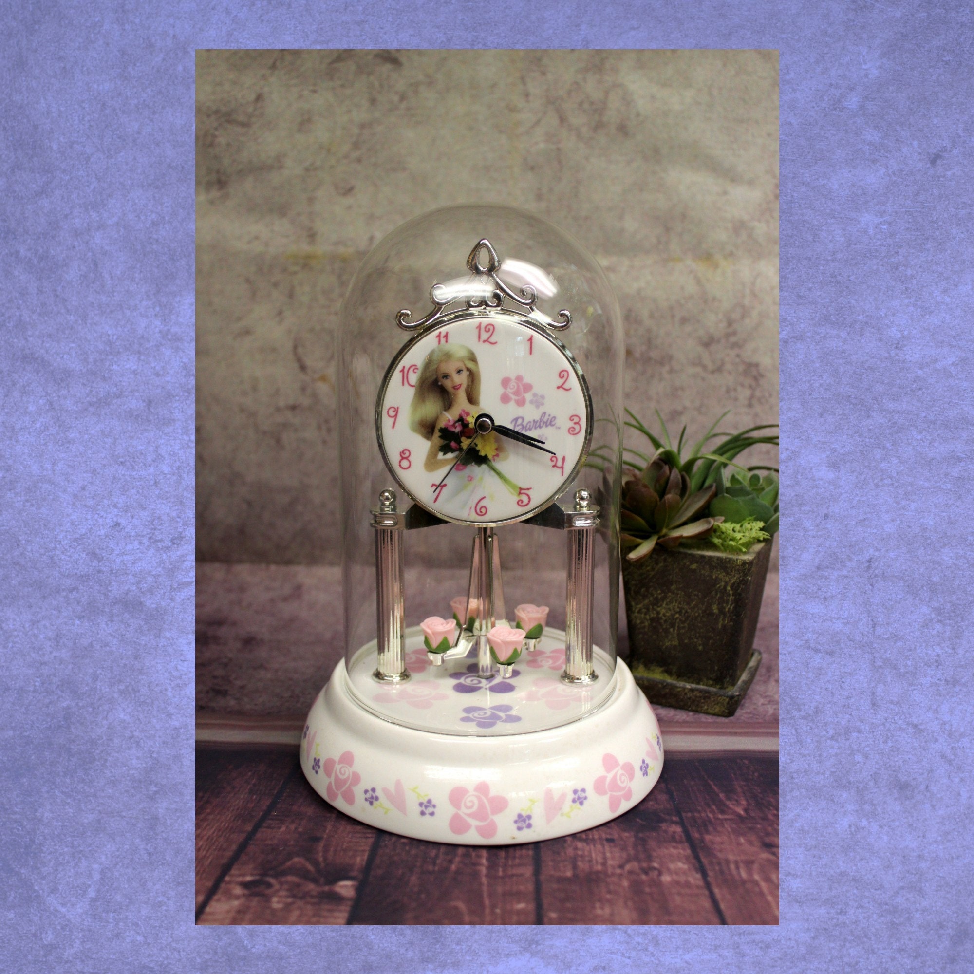 Vintage Barbie Anniversary Clock White Pink Pink Roses Etsy