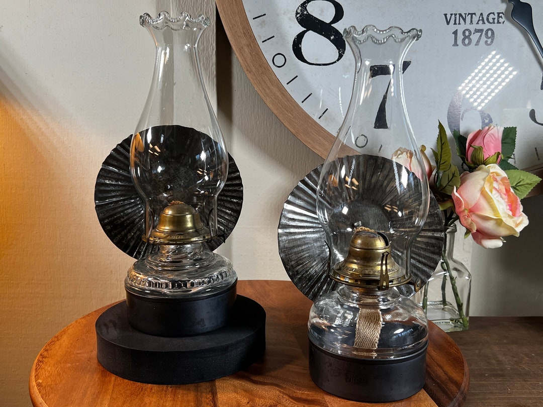 Antique Wall Hanging Oil Lamp Set With Reflectors 13 Inch Etsy