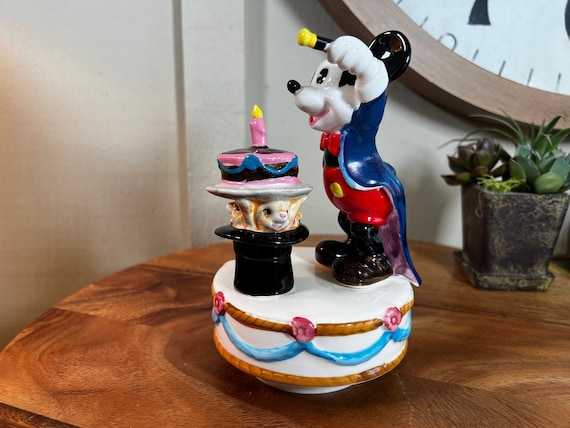 Vintage, Schmid Music Box Co., Mickey Mouse, Magic Wand, Music Box