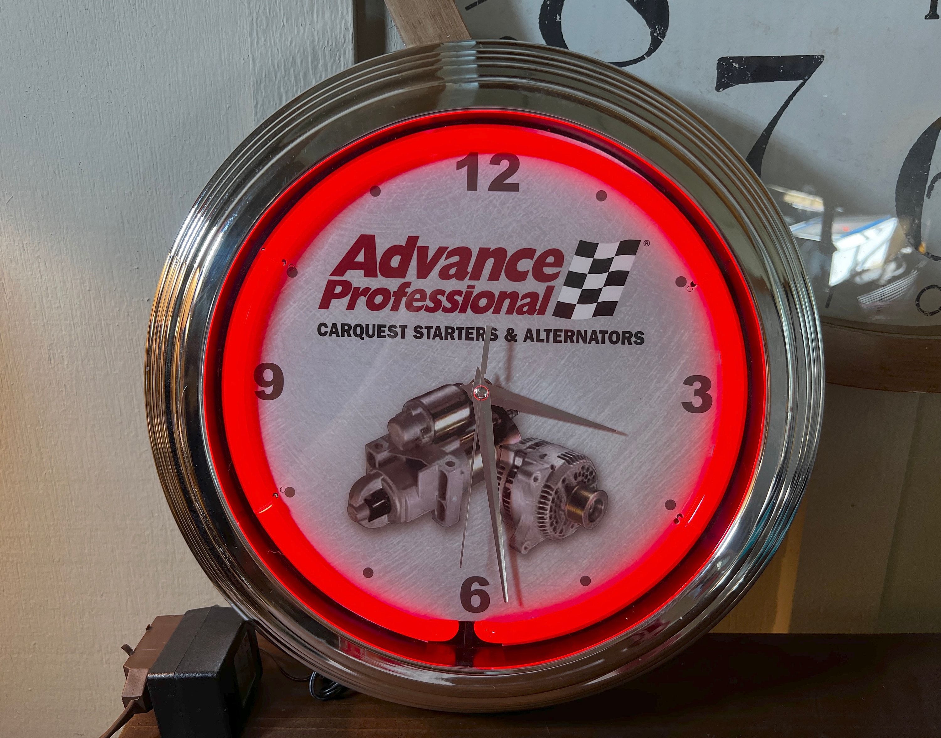 Advanced Auto Parts, Neon Wall Clock, Red Neon, 15 inch