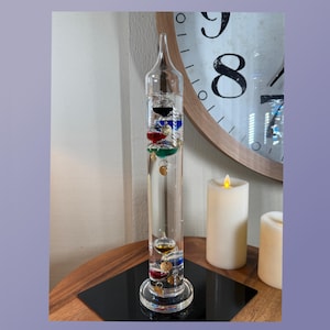 Vintage, 15”, Galileo, Liquid, Thermometer, with 7 Temp. Orbs, Made in Germany, 1980&#39;s   L-1-6-20   (#1)