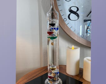 Vintage, 15”, Galileo, Liquid, Thermometer, with 7 Temp. Orbs, Made in Germany, 1980&#39;s   L-1-6-20   (#1)