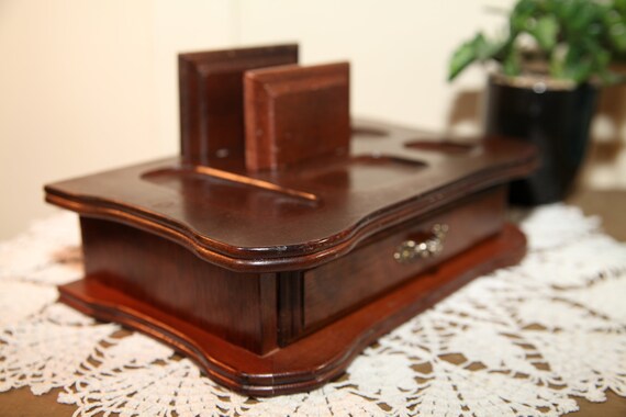 Vintage Wooden 1 Drawer Mens Valet Wallet Dresser… - image 3