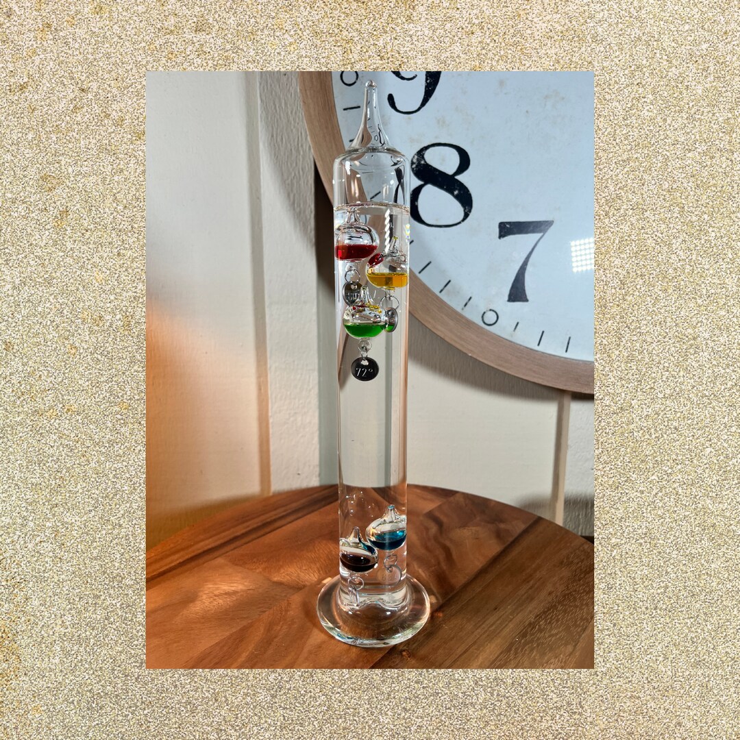 Vintage 14 Galileo Liquid Thermometer in Silver Metal Etsy