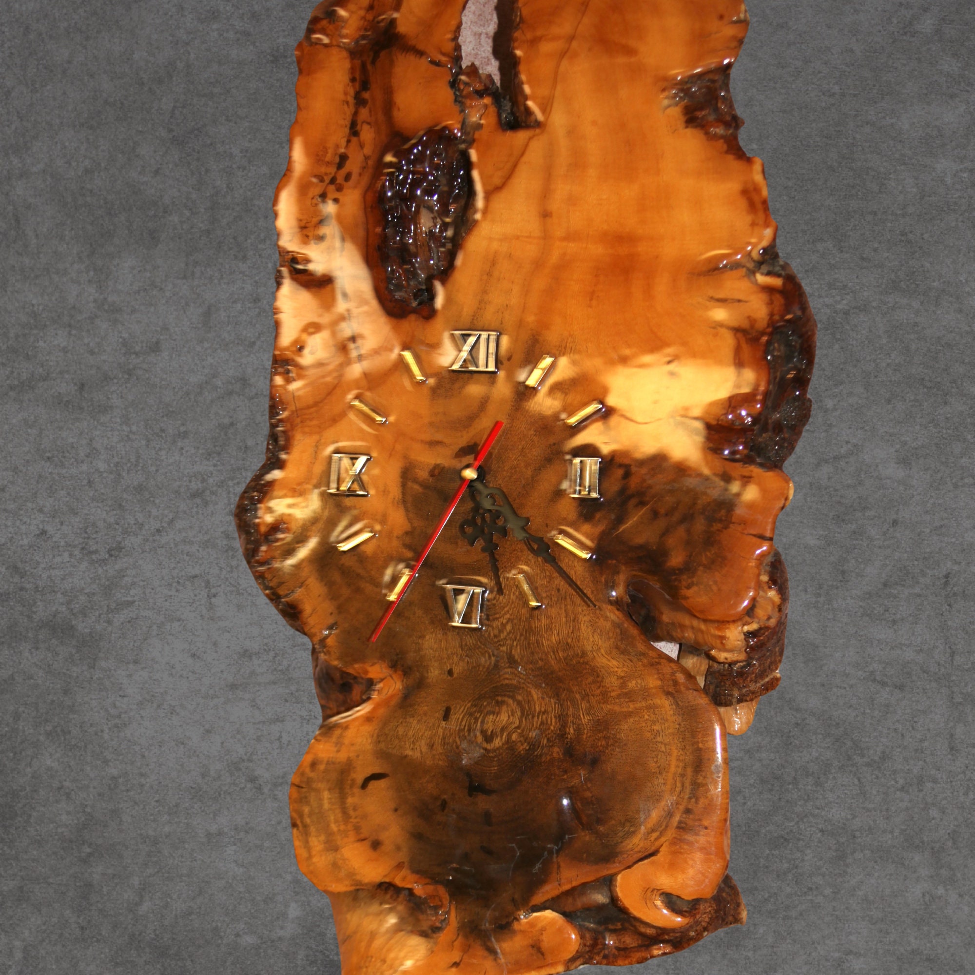 Vintage Burl Wood Slab Wall Clock Large Long Live Edge Etsy