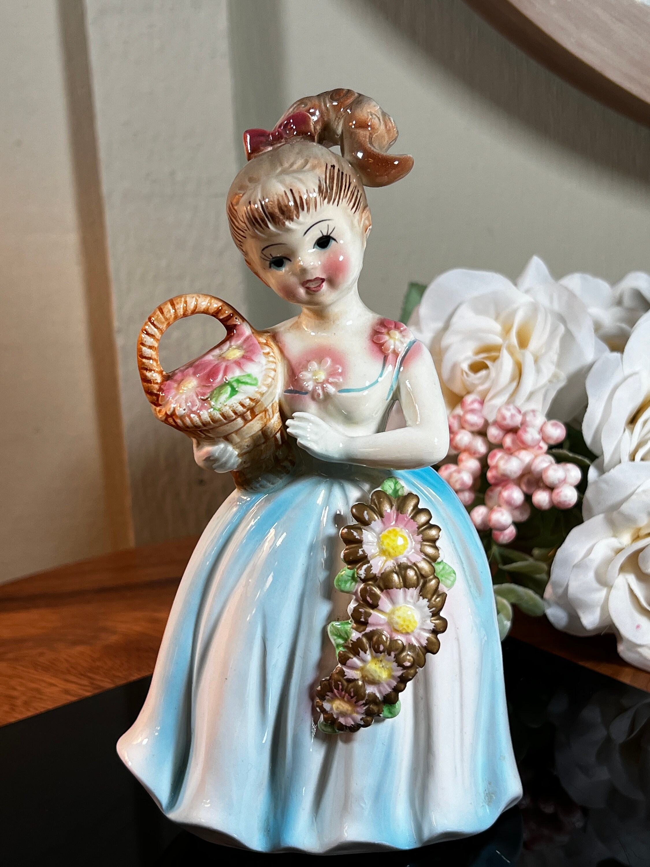 【D】バラ・レフトンのハンドモチーフ/Lefton Porcelain 2 Gorgeous Lefton Porcelain Wall Plaques Hangings Flowers