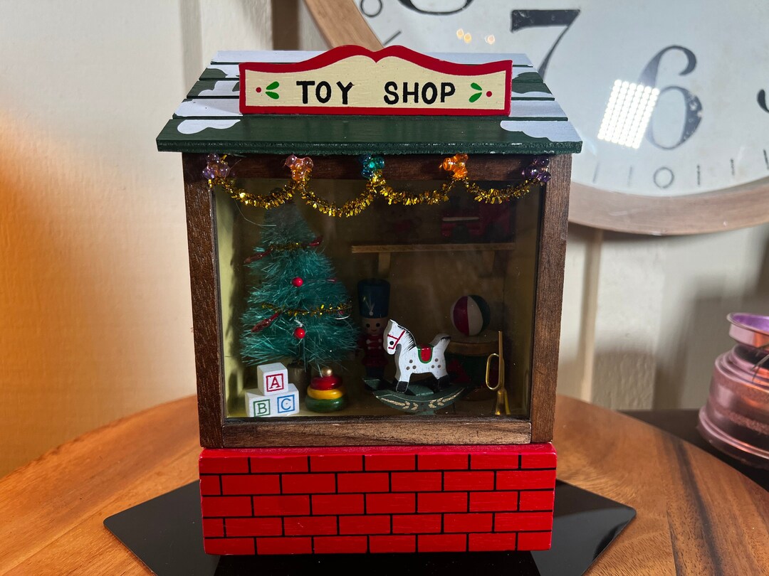 Christmas Toy Shop Music Box Rocking Horse Rocks Lights Etsy