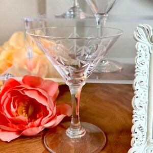 6 pc, vintage, Noritake kristal, bamboe patroon, geëtst, 2 oz. Martini, Sasaki, Aperitief, Glazen, 4 1/4" Inch GS-6 afbeelding 5