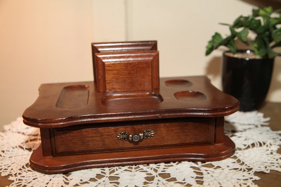 Vintage Wooden 1 Drawer Mens Valet Wallet Dresser… - image 1