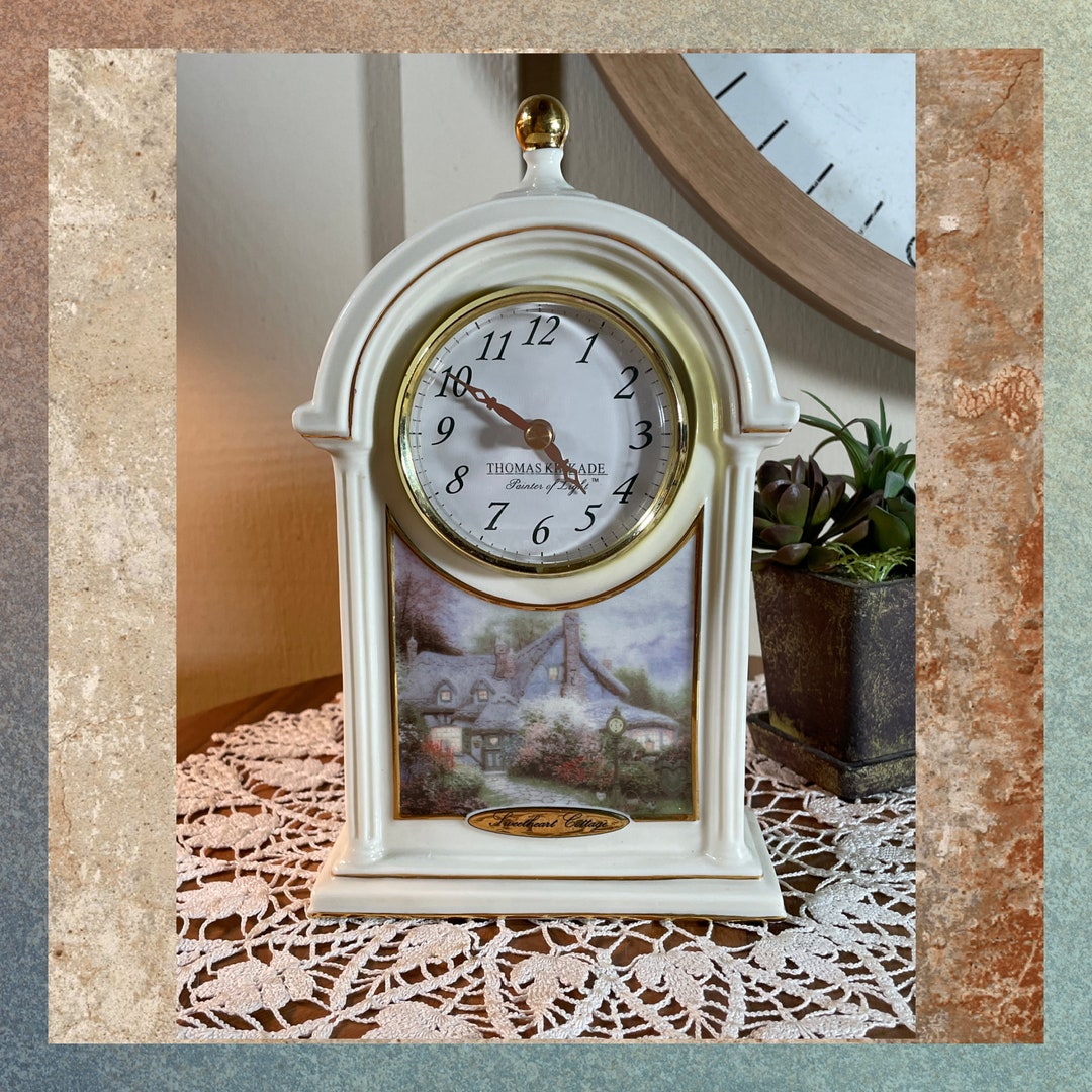 Thomas Kinkade Clock Ceramic Art Sweet Heart Cottage Etsy