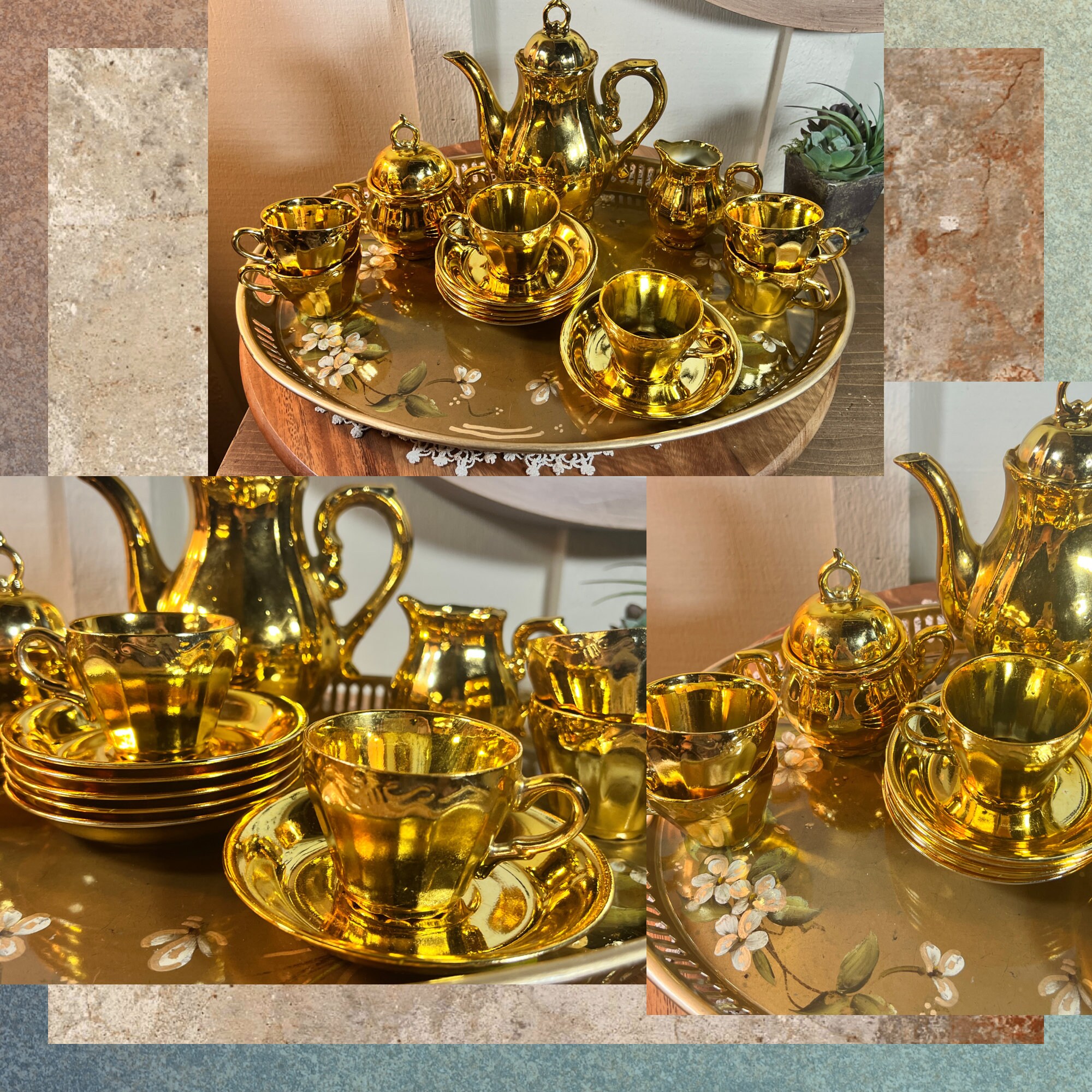 Vintage Porcelain Gold Musical Tea Set Japan RARE 19 Etsy