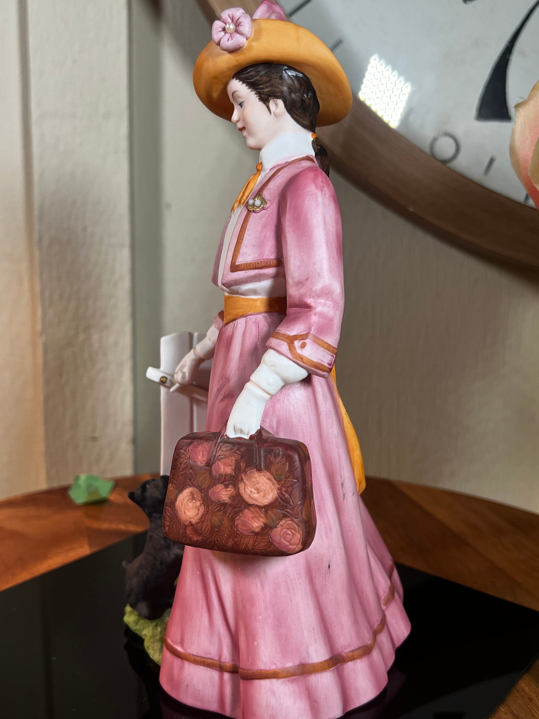 Vintage, Mrs. Albee, Victorian Woman With Dog, Statue