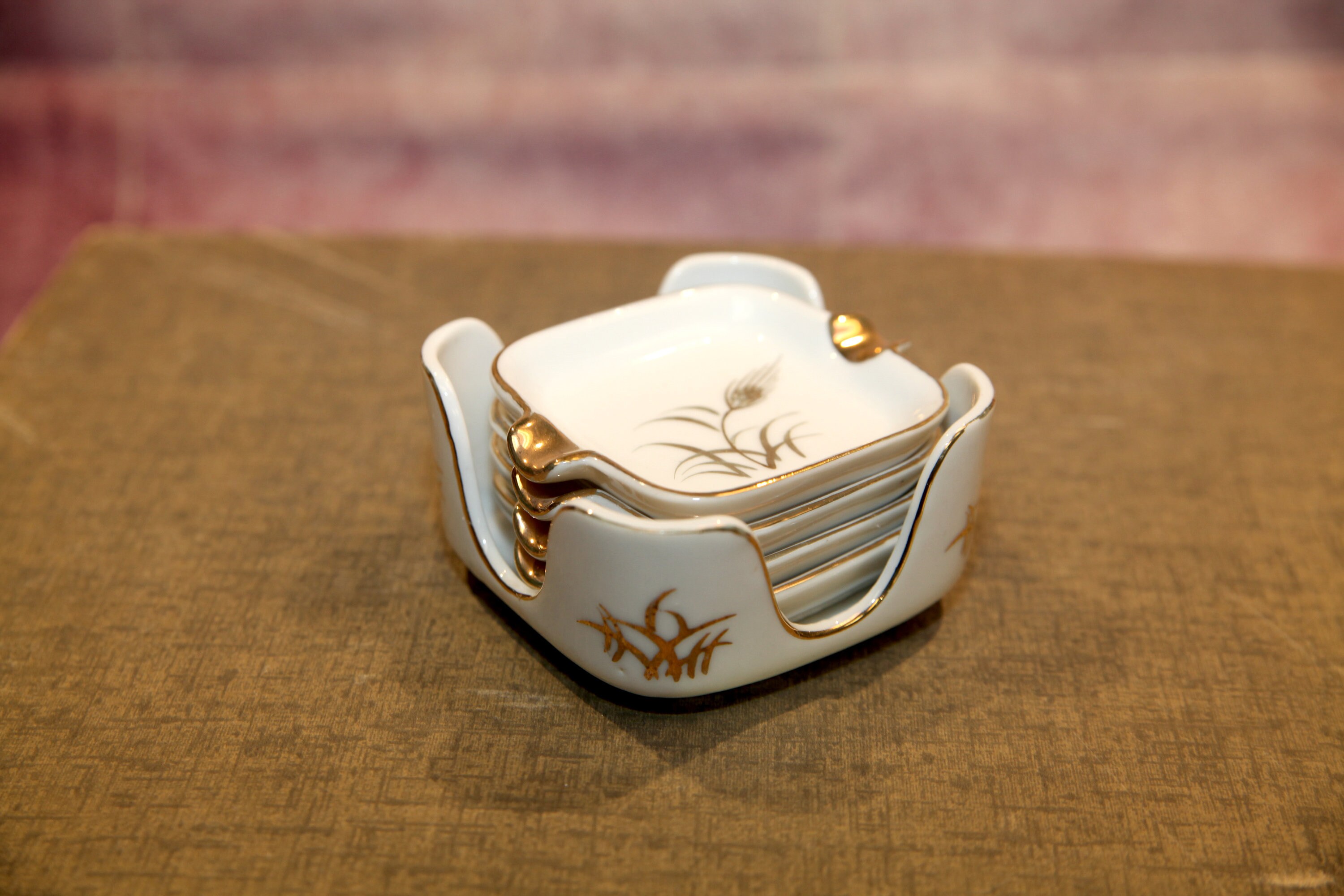 【アシモクラフツ】 A poy tray PAG saucer 120 皿 Lefton Personal Ashtray Gold Wheat Hostess 40124 Japan Set