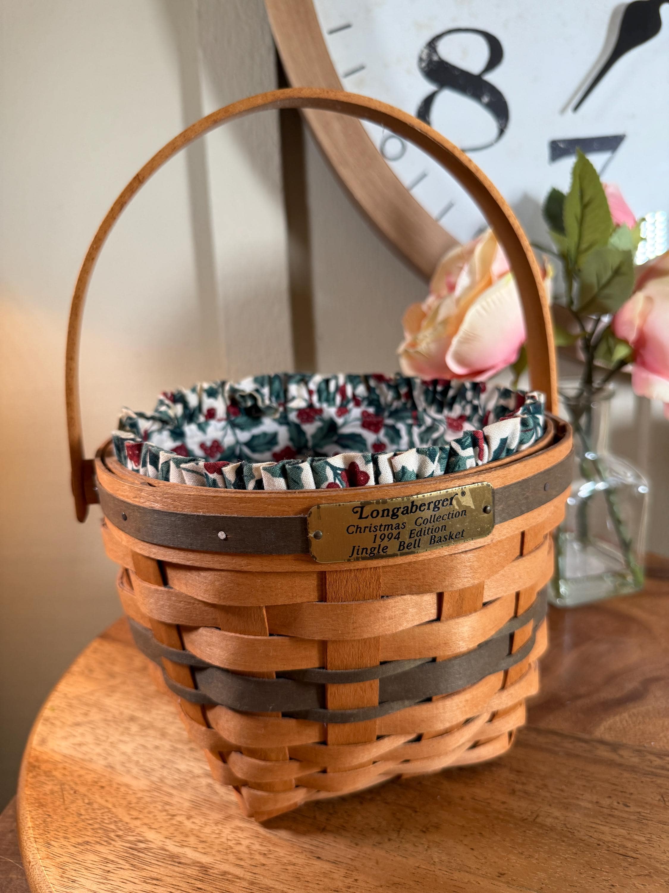 LONGABERGER, Christmas Collection, 1994, Jingle Bell Basket, With