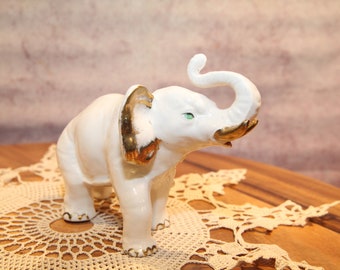 Vintage Ornatly Decorated, Pearls, Porcelain Elephant, Japan