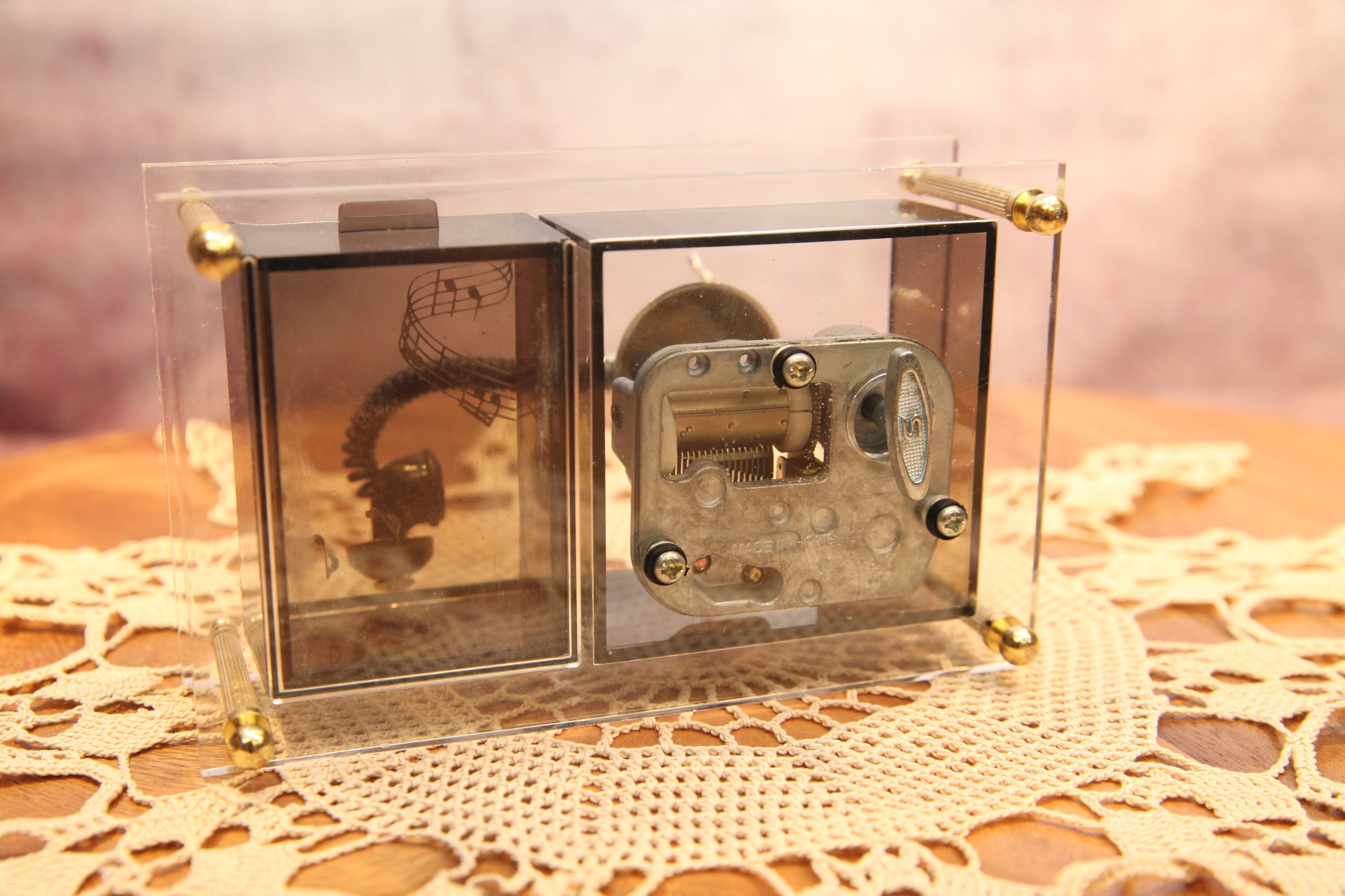 Vintage Acrylic Telephone Trinket Music Box, Jewelry Music Box